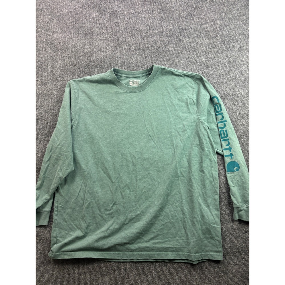 Carhartt Graphic T-Shirt Mens 2XL Green Long Sleeve Loose Fit Logo‎ TK0231-M